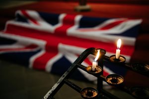 Flag on the altar at Shrewsbury Abbey