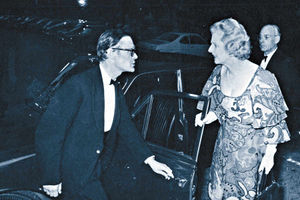 Baroness Thatcher meeting Wolverhampton?South West MP Nick Budgen in 1975