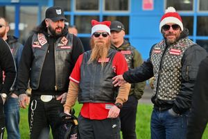 Members of the Wolverhampton Hells Angels at the city's New Cross Hospital where they delivered toys