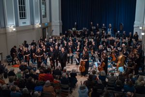 The Shrewsbury Symphony Orchestra on stage in The Alington Hall