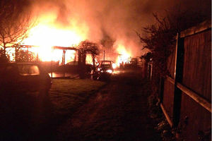Fire engulfs garages at Ellesmere, on December 10