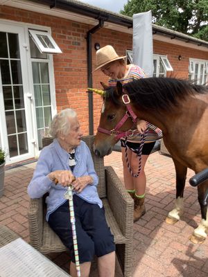 Residents enjoying the animals