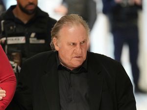 Gerard Depardieu arriving at his trial for the alleged sexual assaults of two women on a film set in 2021