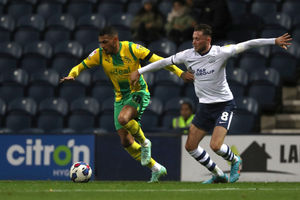 Karlan Grant of West Bromwich Albion and Alan Browne of Preston North End during the Sky Bet Championship between Preston North End and West Bromwich Albion at Deepdale on October 5, 2022 in Preston, United Kingdom. (Photo by Adam Fradgley/West Bromwich Albion FC via Getty Images).