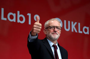 Jeremy Corbyn on stage during the Labour Party Conference at the Brighton Centre