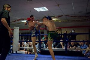 Luke in Muay Thai action in the boxing ring