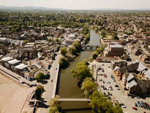 The River Severn at Welsh Bridge, Shrewsbury.