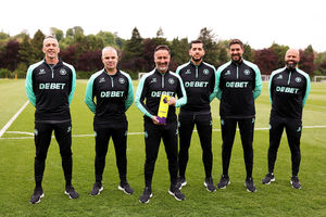 Vitor Pereira wins manager of the month for April, 2025, alongside his coaching staff Andre Monteiro, Luis Miguel, Adriano Teixeira, Ricardo Silva and Antonio Ascensao (Photo by Jack Thomas - WWFC/Wolves via Getty Images)