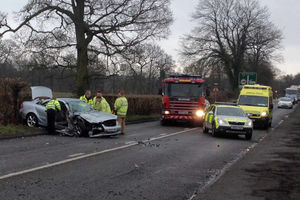 A car involved in a crash involving Shropshire schoolchildren. Photo:  Gregg Davies.