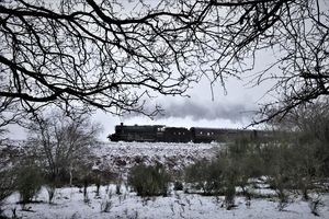 Stanier Mogul 13268 in the snow. Picture: Keith Wilkinson