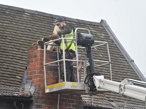 Supporting image for story: Watch: Pub chimney being lowered on safety grounds after car crash near Dudley
