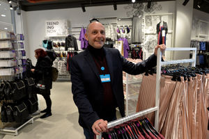 Store manager Lee Johnson shows off the new Primark