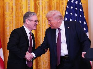 US President Donald Trump (right) and Prime Minister Sir Keir Starmer hold a joint press conference in the East Room at the White House in Washington DC