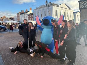 GKY Dance performers with Stitch on Sunday of the Winter Festival