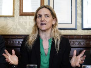 Kim Leadbeater at a press conference at the Houses of Parliament