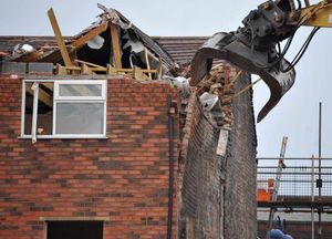 One of the buildings is demolished