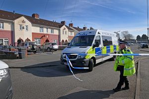 Police at the scene of a fatal shooting on Eastfield road, Wolverhampton