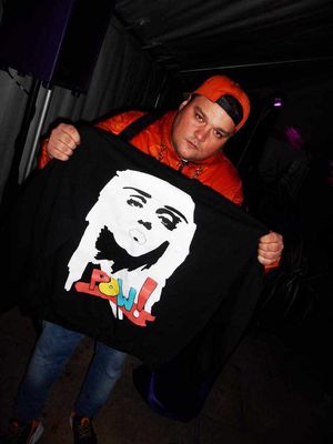 Charlie Sloth with one of Richard's designs in February 2015