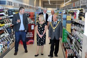 The Mayor and Mayoress of Shrewsbury Peter and Julie Nutting with Oliver Dickinson from Lidl