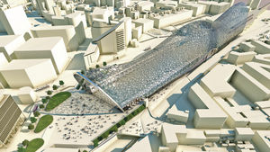 The artist's impressions are of the proposed new Curzon Street station, part of the massive HS2 development in the city. Detailed design work is now under way.