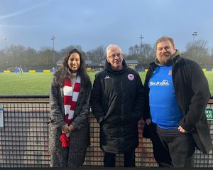 Sonia Kumar MP, left, is calling for help to find Dudley Town FC a new ground