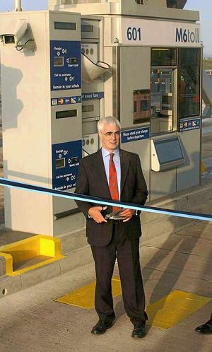 Transport Secretary Alistair Darling officially opening the M6 Toll