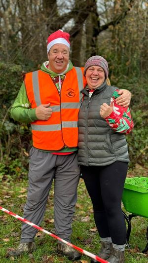 Lee and Jenni Percy at a previous Santa Run event at the Lakeside Boathouse in Llandrindod Wells