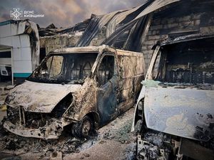 Burnt out vehicles
