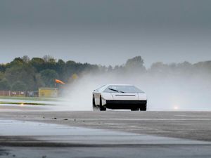 Supporting image for story: Aston Martin Bulldog restored in Shropshire hits 176 miles an hour despite horrendous weather