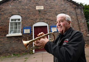 Jackfield Brass Band cornet player 82 year old Paul France outside the former Wesleyan Chapel in Coalford. Picture by David Bagnall.