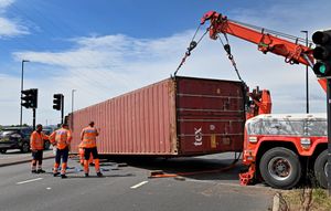 The overturned lorry on the Black Country Route. Photo: Tim Thursfield