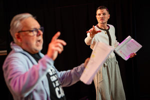 Danny Beard and Ian Adams in rehearsals for Sleeping Beauty at Wolverhampton Grand Theatre 