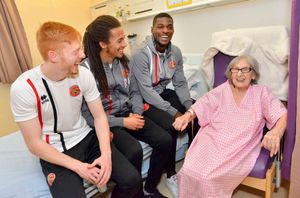 Reece Flanagan, Kory Roberts, Amadou Bakayoko with Edna Webster from Walsall