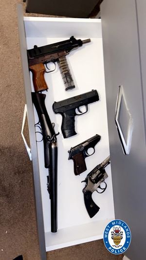 Imaged of the guns, including a Skorpion sub-machine gun and shot gun were found on Amjad's phone. 