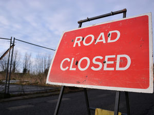 Stock image of a road closure sign at Station Hill, Oakengates, Telford on Saturday, January 11, 2025