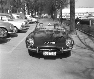 Norman Dewis in Geneva during the E-type's launch in March 1961