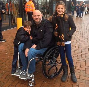 Steve Green with son Carlos and daughter Lucia at Molineux