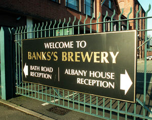 The entrance to the Banks's Brewery and head offices in Chapel Ash, Wolverhampton.