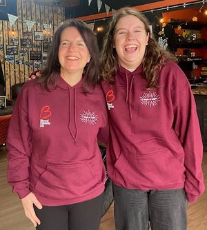 Natalie Davis, left, with her daughter Chloe, 26, who has supported her mum throughout her journey and will be walking with her