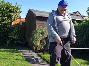 Supporting image for story: Blind Cannock veteran walking laps of garden for charity