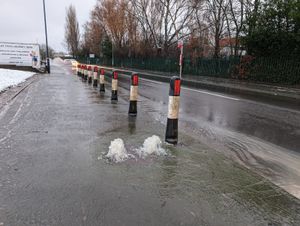 The incident appears to have been caused by a burst water main.