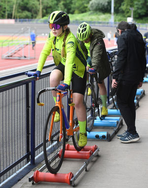 Some competitors warming up ahead of their races