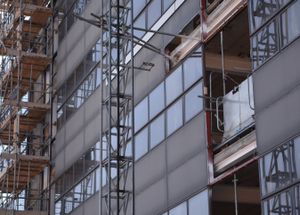 Work on replacing the exterior cladding is now underway