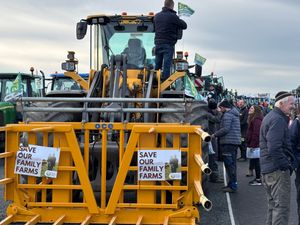 Tractors at the Maze site