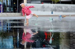 Dotty Owen, 4, from Shawbury, likes the new fountains