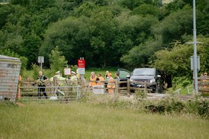 The aftermath of the crash near Welshpool