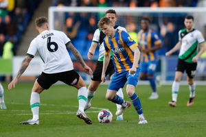 Rob Street of Shrewsbury Town and Dan Scarr of Plymouth Argyle (AMA)