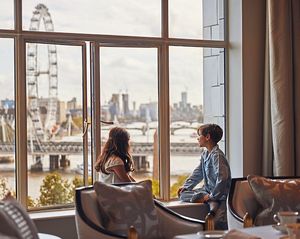 City landmarks can be seen from the windows 