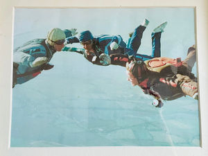 Emily's dad, Laurence Labhart, in formation mid-air in the 1980s.