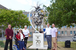 The unveiling of the heart sculpture celebrating the 70th anniversary of the NHS at Royal Shrewsbury Hospital